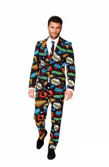 Opposuits Heren Kostuum Met Comic Print 48 (M) Multikleur