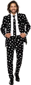 Opposuits Heren verkleed pak/kostuum zwart met sterren print