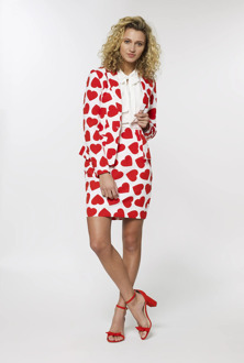 Opposuits Queen of Hearts - Vrouwen Kostuum - Rood - Feest - Maat 38