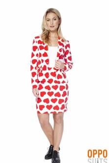 Opposuits Queen of Hearts - Vrouwen Kostuum - Rood - Feest - Maat 42