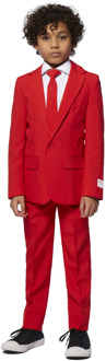 Opposuits Red Devil - Jongens Kostuum - Rood - Kerst - Maat 122/128