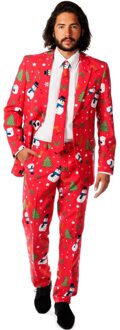 Opposuits Rode business suit met kerst print