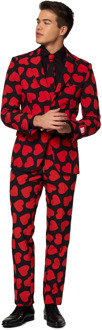 Opposuits Verkleedpak King Of Hearts Heren Polyester Zwart/rood Mt 48