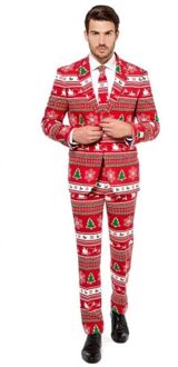 Opposuits Winter Wonderland - Mannen Kostuum - Rood - Kerst - Maat 46