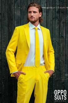 Opposuits Yellow Fellow - Mannen Kostuum - Geel - Feest - Maat 46