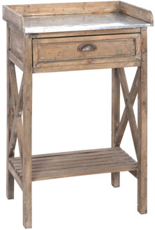 Oppottafel antiek bruin zinken tafelblad