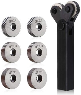 Opruwen Tool 7Pcs Opruwen Tool 0.5/1/2Mm Diagonaal Dual Wiel Lineaire Knurl Set Stalen Draaibank cutter Wiel Opruwen Tool Set