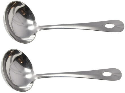 Opscheplepel - 2x - RVS - sauslepel - juslepel - 20 cm - keukengerei