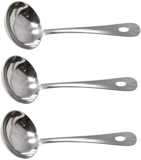Opscheplepel - 3x - RVS - sauslepel - juslepel - 20 cm - keukengerei