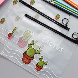 Opslag Bestanden Map Rits Etui A4 Bestand Zak Eenhoorn Document Organizer Cactus Pen Houders Kantoor Schoolbenodigdheden 1stk cactus willekeurig