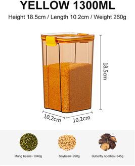 Opslag Container Tpr Plastic Keuken Voedsel Container Opbergdoos Luchtdicht Huisdier Licht Geel