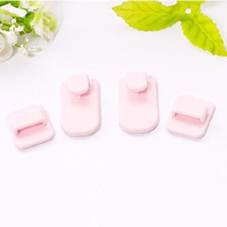Opslag Houder Gemonteerde Hanger 1Set(2 Paar/4 Stuks) plastic Haken Sterke Zelfklevende Kleverige Haken Set Sleutel Afstandsbediening Muur roze