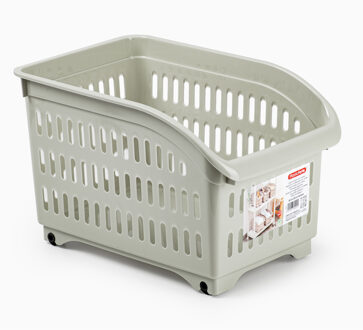 Opslag/opberg trolley container - beige - op wieltjes - L30 x B18 x H19 cm - kunststof
