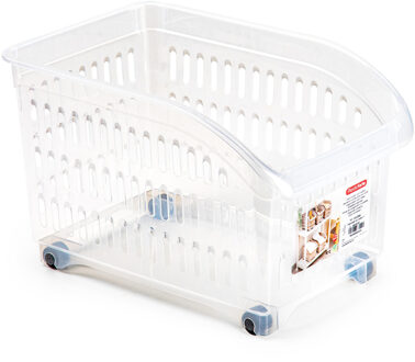 Opslag/opberg trolley container - transparant - op wieltjes - L30 x B18 x H19 cm - kunststof
