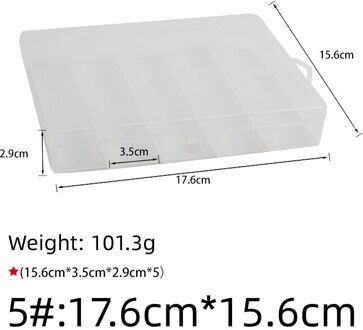 Opslag Transparante Plastic Doos Vissen Lokken Kunstmatige Lepel Aas Haak Lokken Visgerei Accessoires Tool groot 5