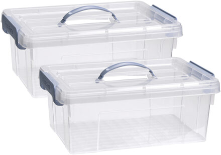 Opslagbox AZUL serie - 2x - met deksel - transparant - 12.5 liter - 40 x 30 x 16 cm - kunststof