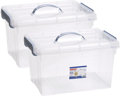 Opslagbox AZUL serie - 2x - met deksel - transparant - 18.5 liter - 42 x 30 x 24 cm - kunststof