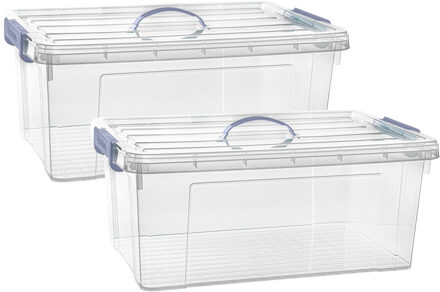 Opslagbox AZUL serie - 2x - met deksel - transparant - 39 liter - 60 x 40 x 25 cm - kunststof