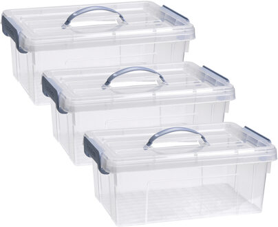 Opslagbox AZUL serie - 3x - met deksel - transparant - 12.5 liter - 40 x 30 x 16 cm - kunststof
