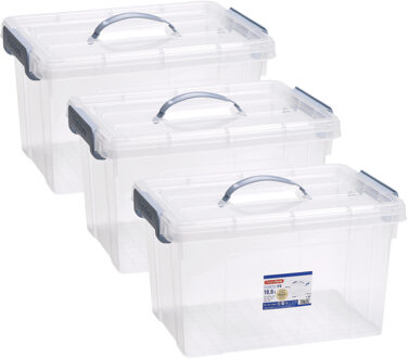 Opslagbox AZUL serie - 3x - met deksel - transparant - 18.5 liter - 42 x 30 x 24 cm - kunststof