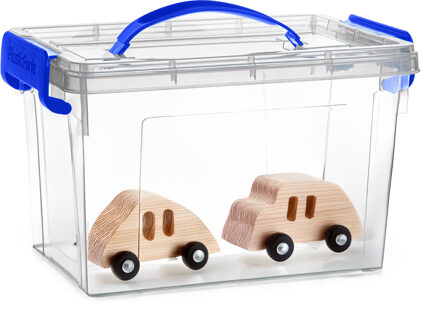 Opslagbox met deksel - transparant blauw - 6 liter - 25 x 19 x 17 cm - kunststof