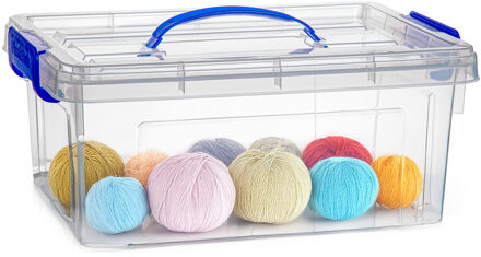 Opslagbox met deksel - transparant blauw - 8.5 liter - 36 x 26 x 15 cm - kunststof