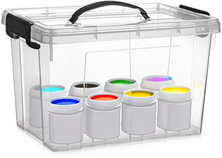 Opslagbox met deksel - transparant grijs - 11 liter - 34 x 24 x 21 cm - kunststof