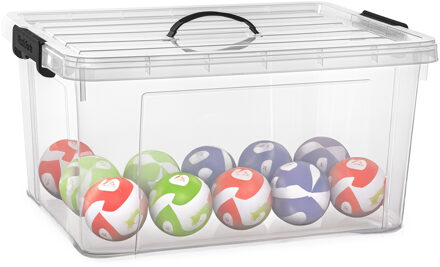 Opslagbox met deksel - transparant grijs - 54 liter - 60 x 45 x 30 cm - kunststof