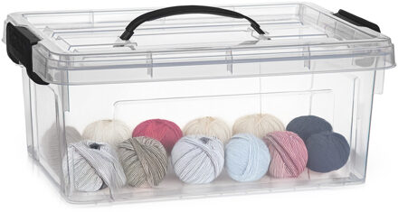 Opslagbox met deksel - transparant grijs - 8.5 liter - 36 x 26 x 15 cm - kunststof