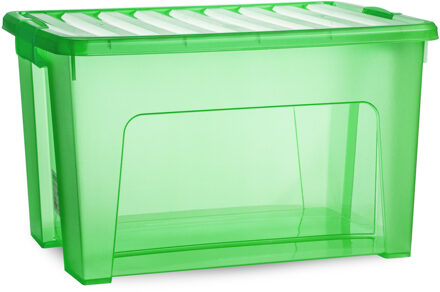 Opslagbox met deksel - transparant groen - 47 liter - 54 x 38 x 32 cm - kunststof
