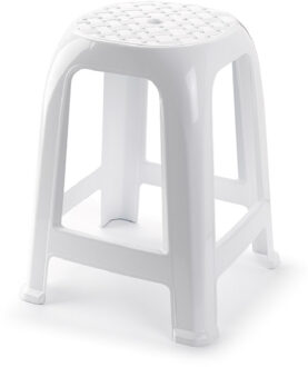 Opstap krukje - L37 x H46,5 cm - wit - keukenkrukje