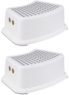 Opstapje voor kinderen - 2x - wit/grijs - 37 cm - krukje - keuken/badkamer kinderkrukje