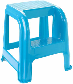 Opstapkrukje - 2 tredes - blauw - kunststof - 44 x 42 x 45 cm