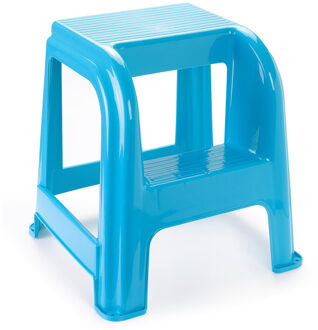 Opstapkrukje - 2 tredes - blauw - kunststof - 44 x 42 x 45 cm