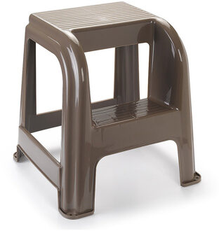 Opstapkrukje - 2 tredes - bruin - kunststof - 44 x 42 x 45 cm
