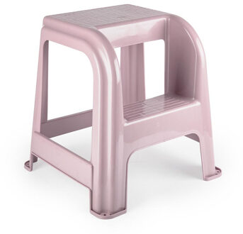 Opstapkrukje - 2 tredes - roze - kunststof - 44 x 42 x 45 cm