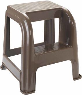 Opstapkrukje - 2 tredes - zilver - kunststof - 44 x 42 x 45 cm