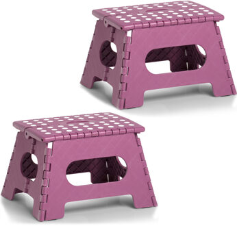 Opstapkrukje/Opstapje - 2x - opvouwbaar - roze - 35 x 22 cm