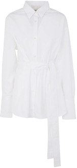 Optisch Witte Strikceintuur Overhemd Studio Nicholson , White , Dames - L