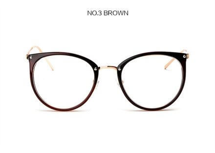 Optische Glazen Frame Vrouwen Mannen Ronde Oversized Brillen Frames Metalen Brillen Clear Lenzen Bril Lenzenvloeistof Brilmontuur Bruin