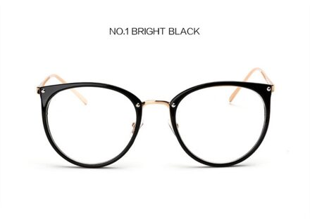 Optische Glazen Frame Vrouwen Mannen Ronde Oversized Brillen Frames Metalen Brillen Clear Lenzen Bril Lenzenvloeistof Brilmontuur helder zwart