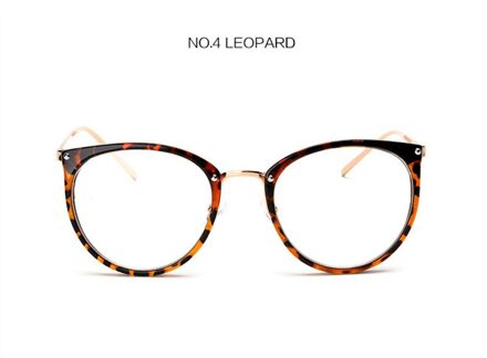 Optische Glazen Frame Vrouwen Mannen Ronde Oversized Brillen Frames Metalen Brillen Clear Lenzen Bril Lenzenvloeistof Brilmontuur luipaard
