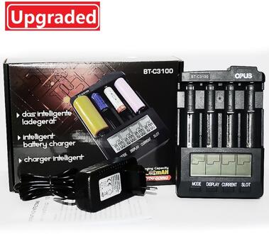 Opus BT-C3100 Li-Ion Batterij Nimh Batterijlader V2.2 Universele Vier Slots Lcd Smart Oplaadbare Batterij Oplader