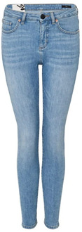 Opus Evita mid waist skinny cropped jeans met lichte wassing Indigo - 34