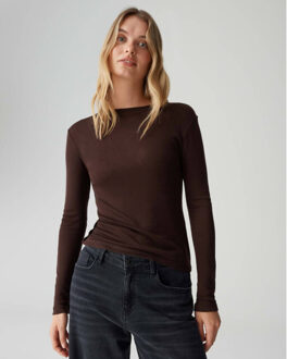 Opus Top korte mouw 10498713574437 - maat 38 Bruin