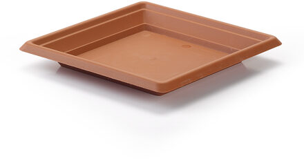 Opvangschaal - terracotta bruin - vierkant - voor pot van 25 cm - kunststof