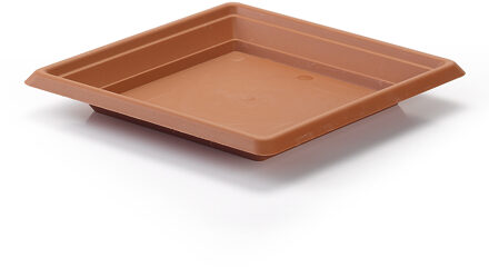 Opvangschaal - terracotta bruin - vierkant - voor pot van 30 cm - kunststof