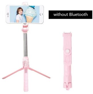 Opvouwbaar Bluetooth Statief Geïntegreerde Demontage-Gratis Horizontale En Verticale Racke Draadloze Selfie Stick Handheld Monopod Gereedschap Roze