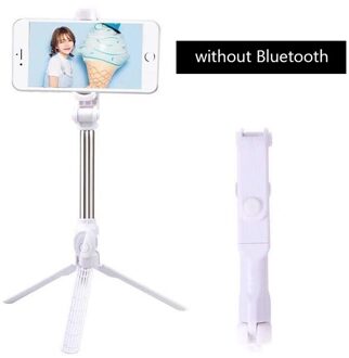 Opvouwbaar Bluetooth Statief Geïntegreerde Demontage-Gratis Horizontale En Verticale Racke Draadloze Selfie Stick Handheld Monopod Gereedschap wit