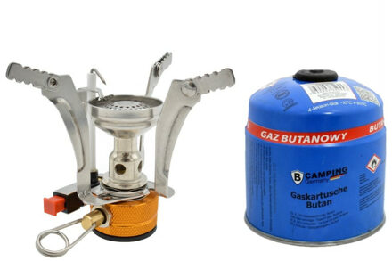 Opvouwbaar mini-campingkooktoestel/kookpit - zilver - incl. gas navulling 500 gram - Kookbranders